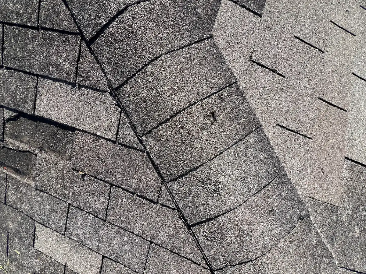 Storm-damaged roof documented after a Texas hailstorm